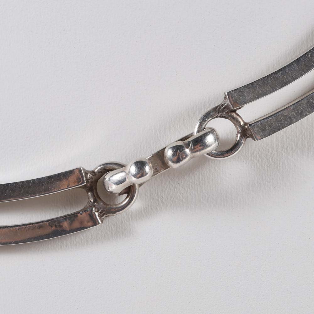 Talleres de Los Ballesteros of Taxco Mexico Sterling Silver Festoon Choker with Turquoise Teardrops