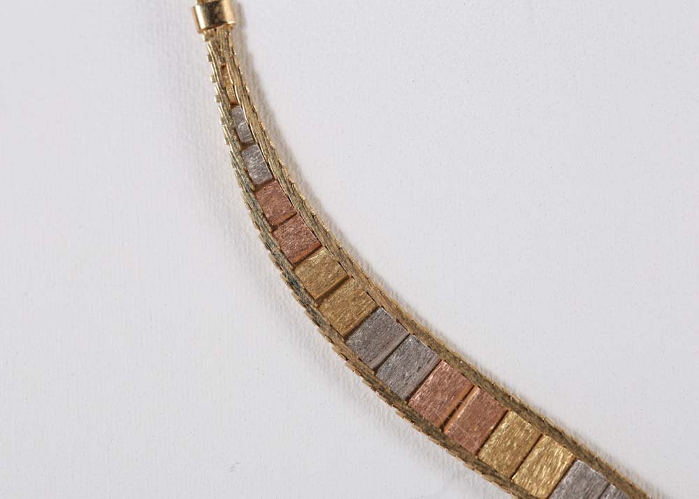 Vintage Tri-Color Gold "V" Necklace