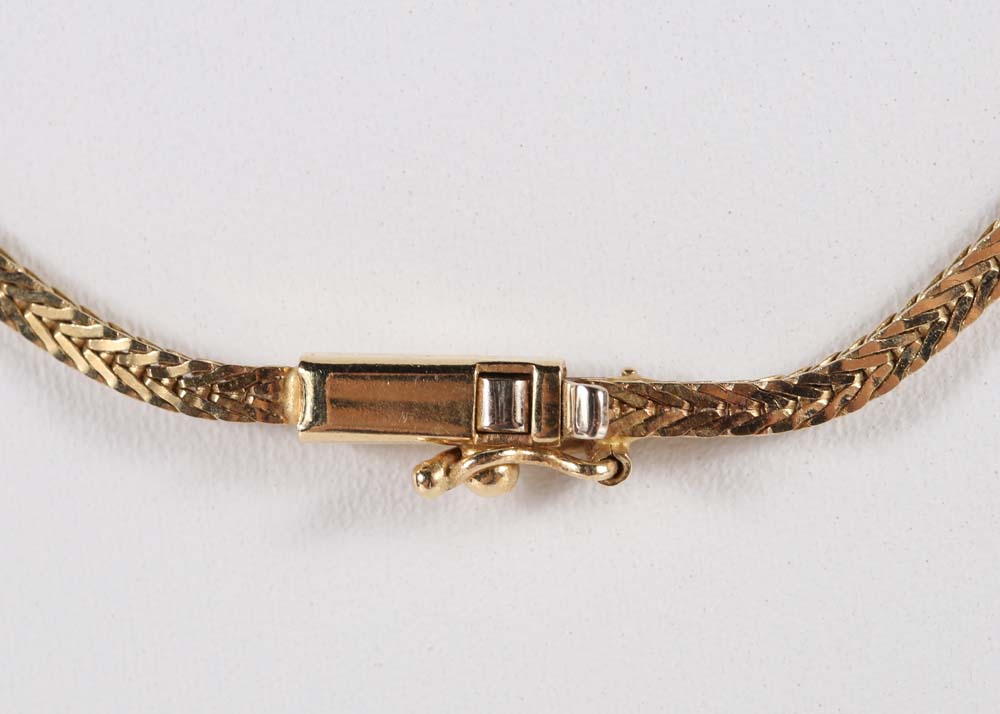 Vintage Tri-Color Gold "V" Necklace