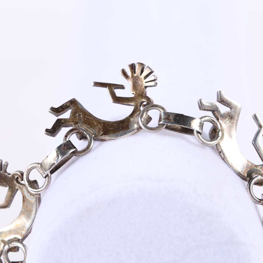 Sterling Silver Native American Form Kokopelli Turquoise Bracelet
