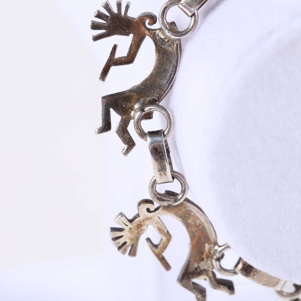Sterling Silver Native American Form Kokopelli Turquoise Bracelet