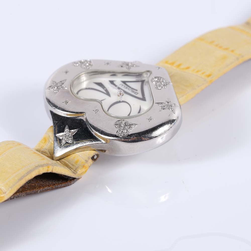 Stainless Steel Gruvelli Heart-Shaped Diamond Watch