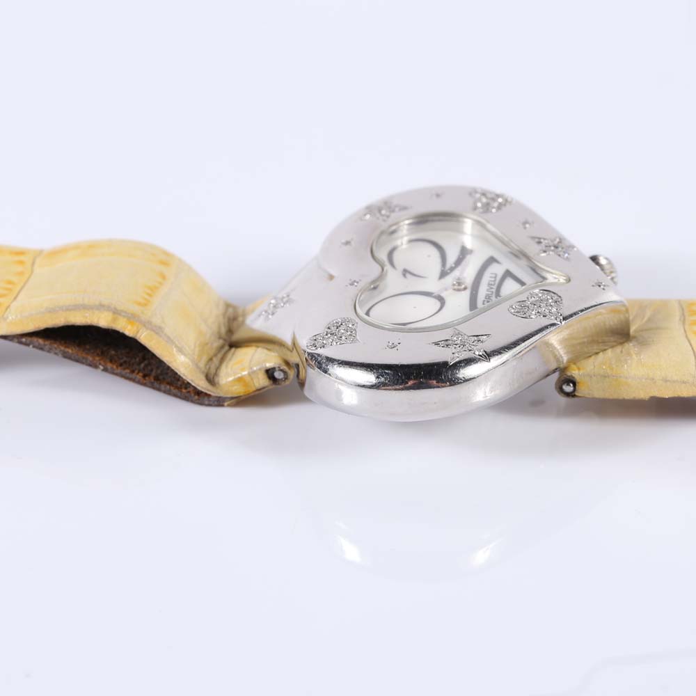 Stainless Steel Gruvelli Heart-Shaped Diamond Watch