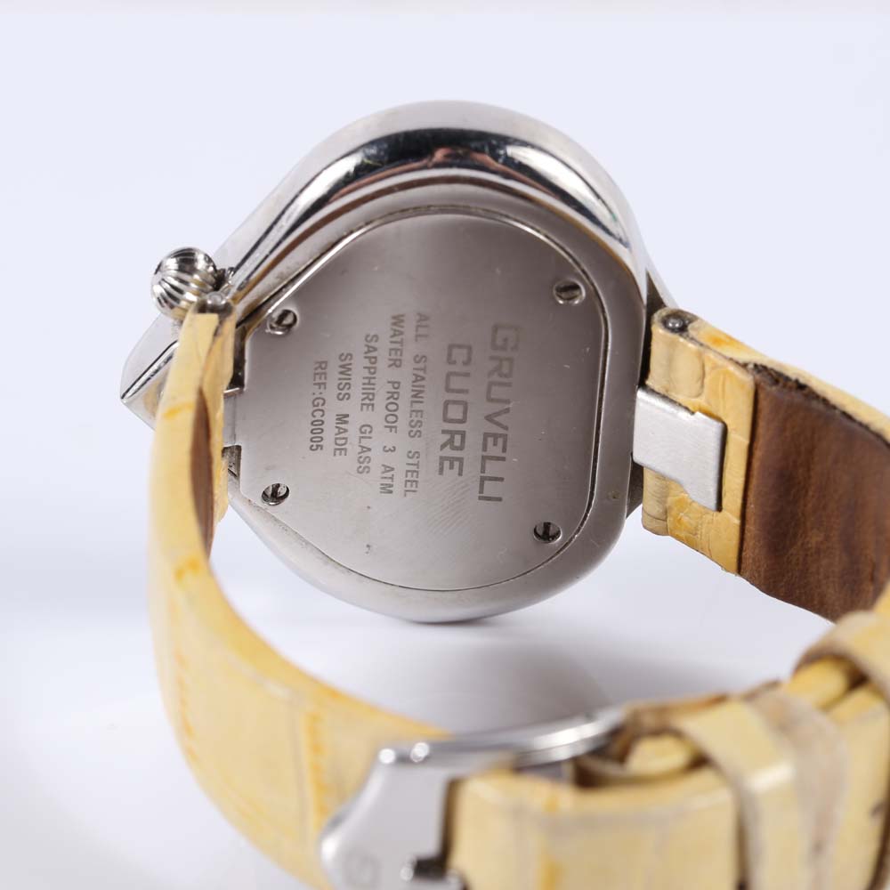 Stainless Steel Gruvelli Heart-Shaped Diamond Watch