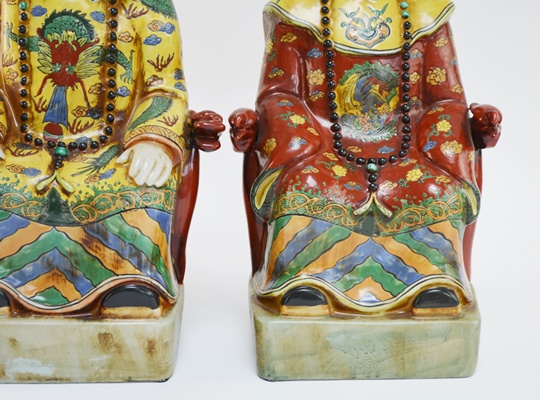 Pair of Chinese Emperor and Empress Porcelain Statues