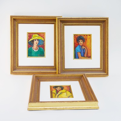 Three Ann Harrod Original Acrylic Paintings of Women