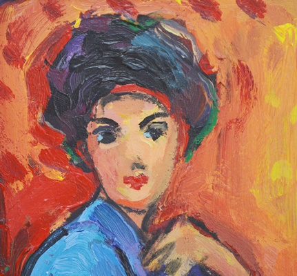 Three Ann Harrod Original Acrylic Paintings of Women