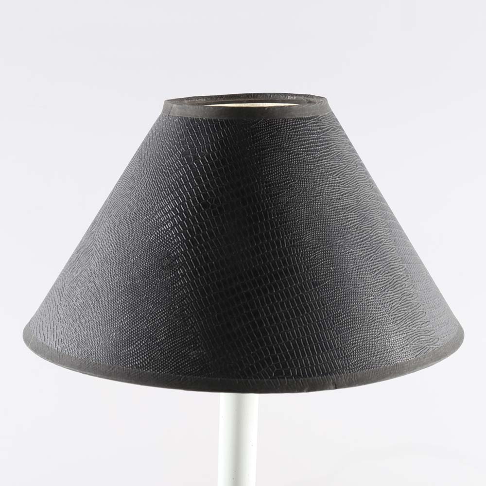 Brass Candlestick Buffet Lamp with Faux Snake Skin Lamp Shade