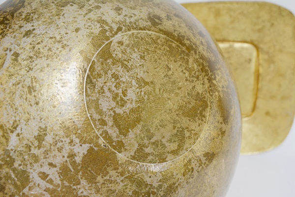 Gold Tone Glass Serving Bowls and Vase