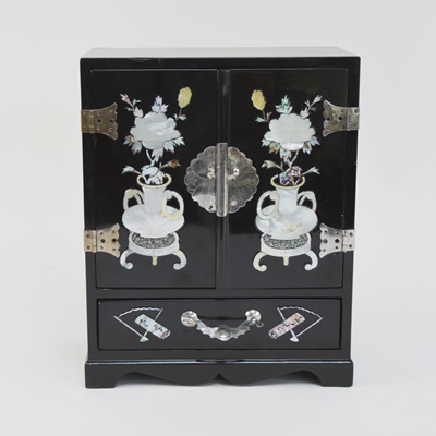 Korean Black Lacquer Jewelry Chest