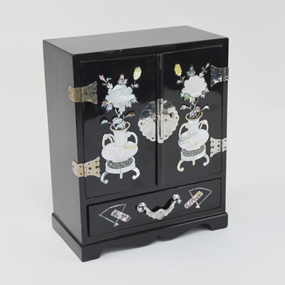 Korean Black Lacquer Jewelry Chest