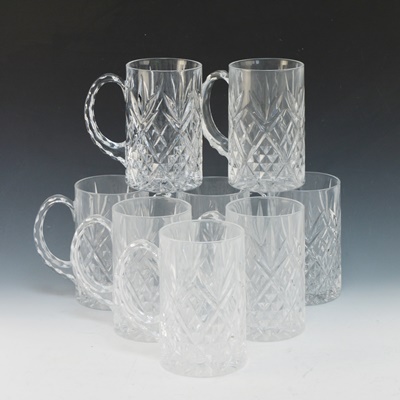 Eight Cut Glass Mugs
