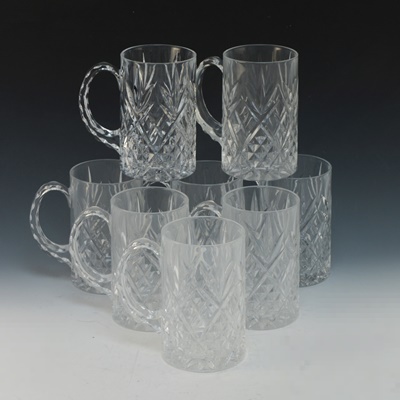 Eight Cut Glass Mugs