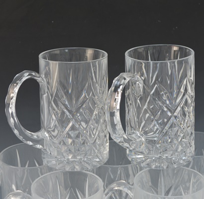 Eight Cut Glass Mugs