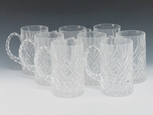 Eight Cut Glass Mugs