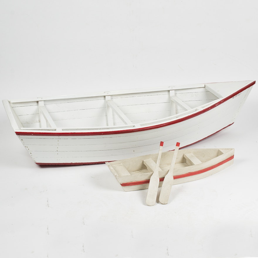Group of Two Wooden Model Boats