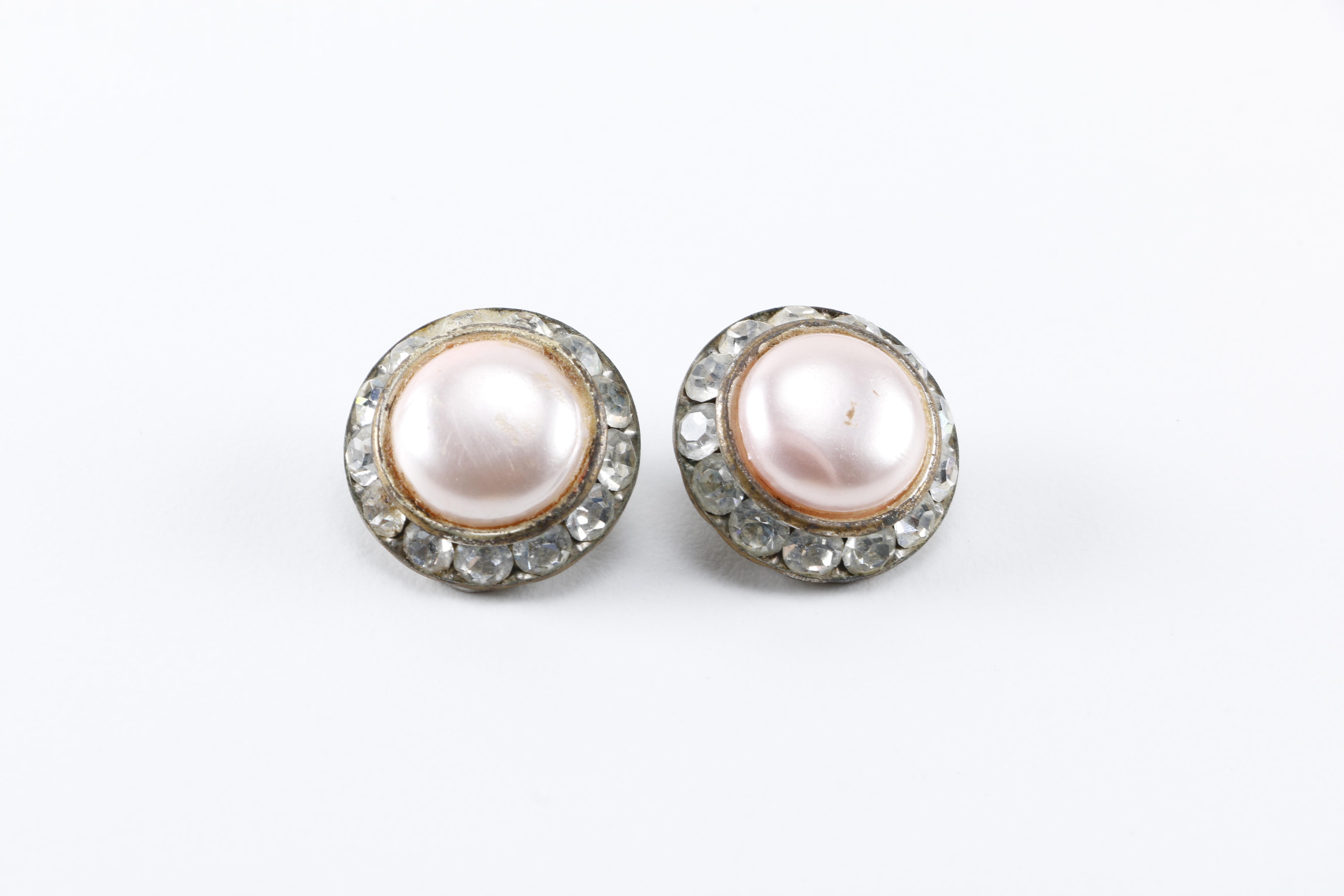 Costume Jewelry Including Faux Pearls and Rhinestones