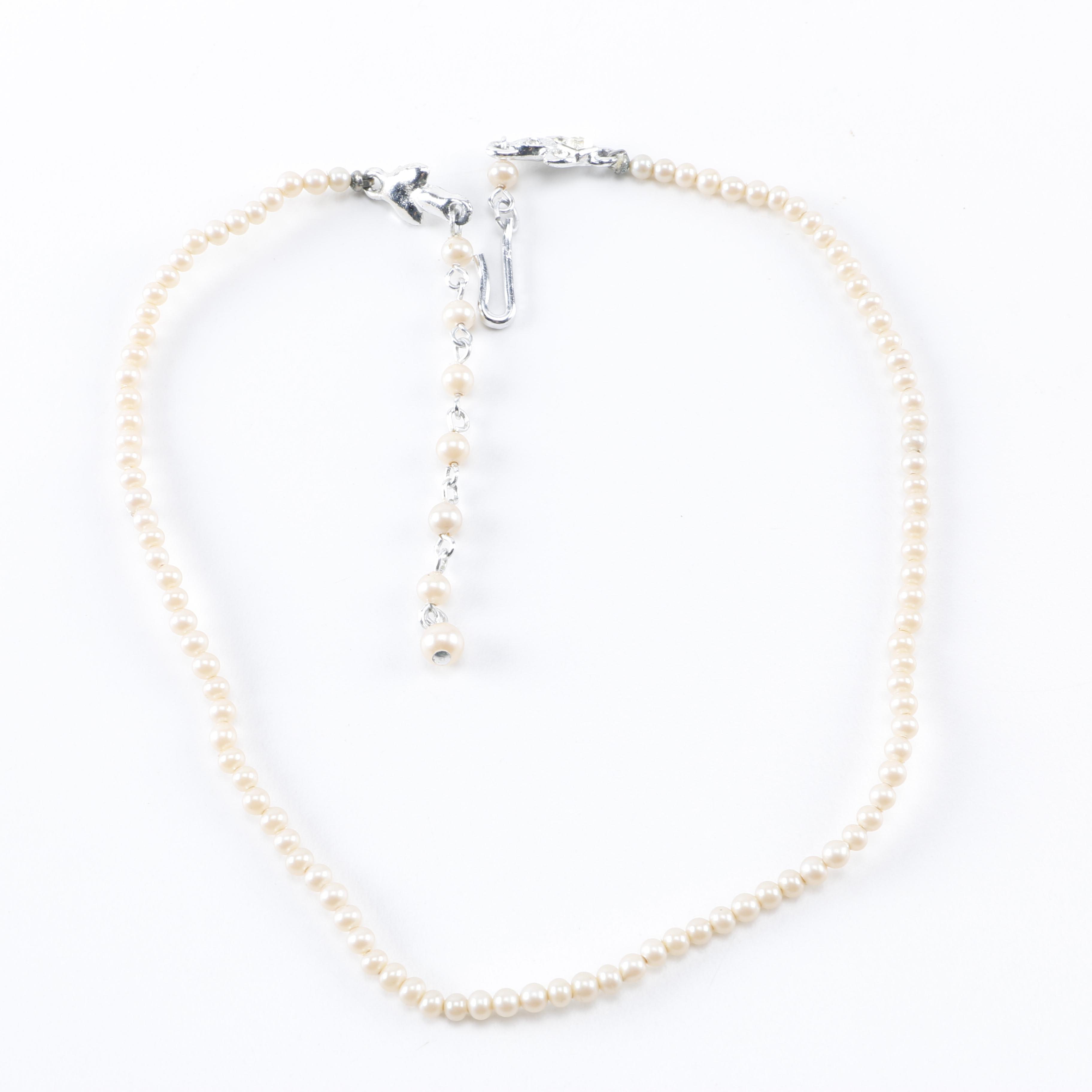 Costume Jewelry Including Faux Pearls and Rhinestones