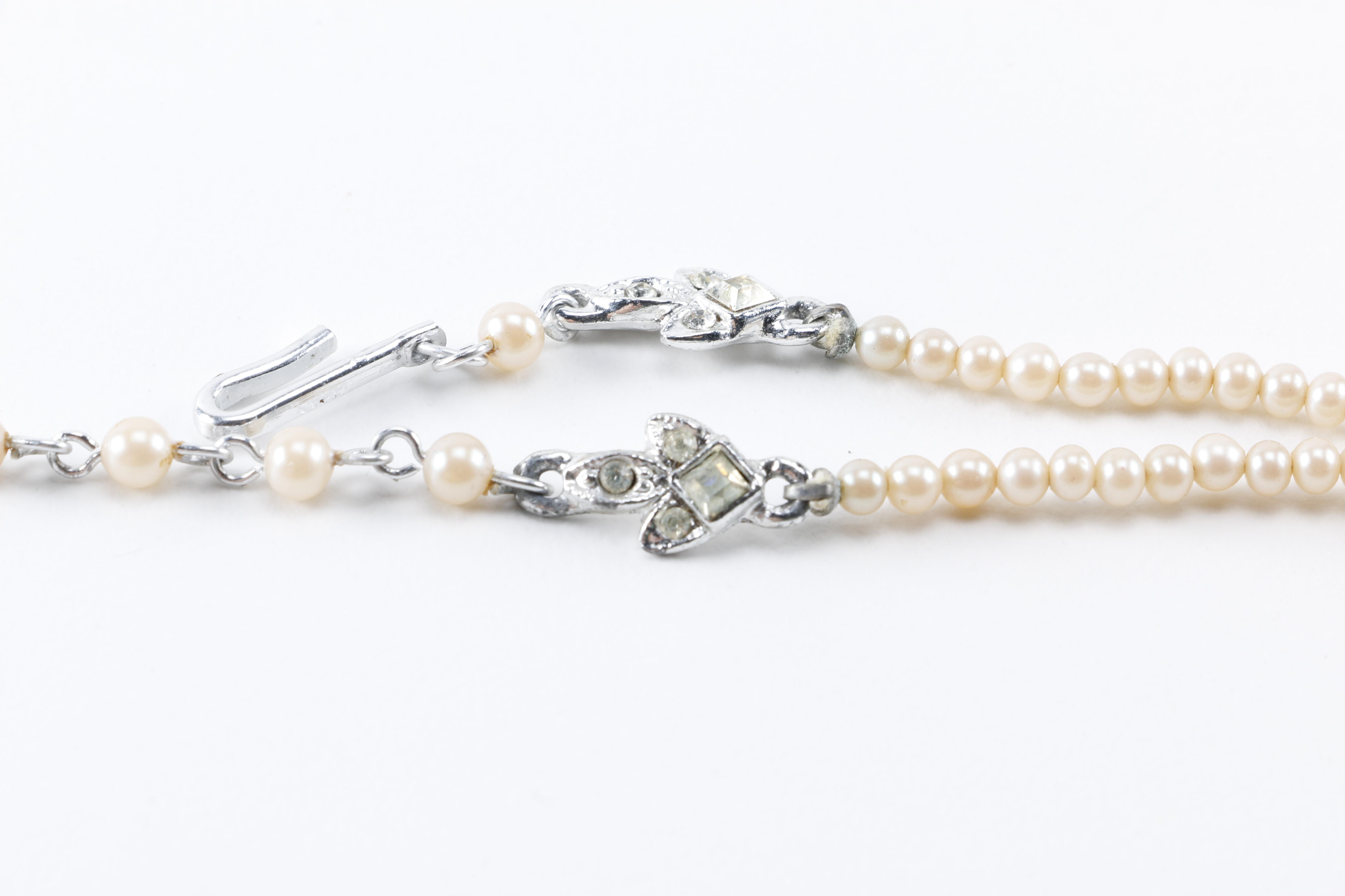 Costume Jewelry Including Faux Pearls and Rhinestones