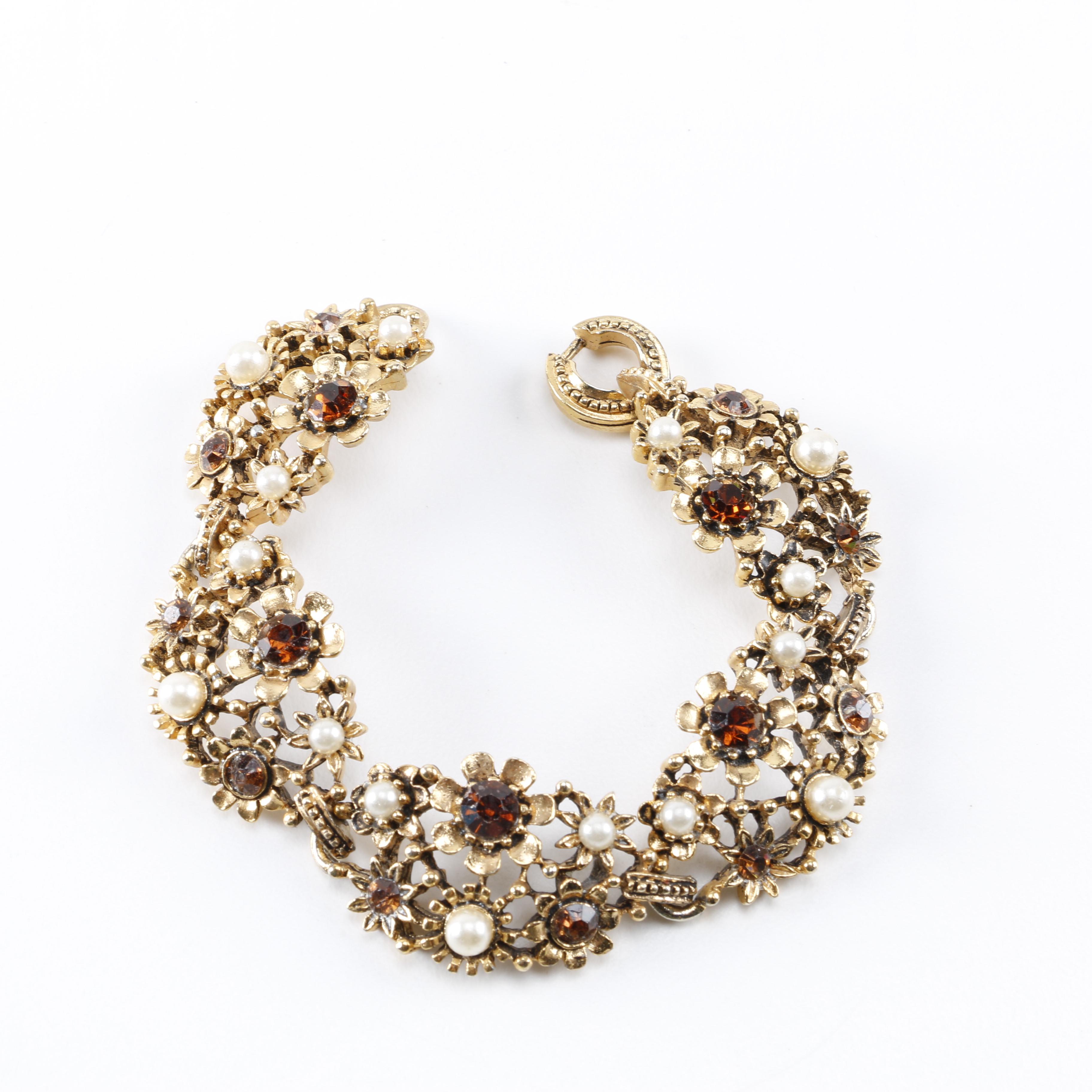 Costume Jewelry Including Faux Pearls and Rhinestones