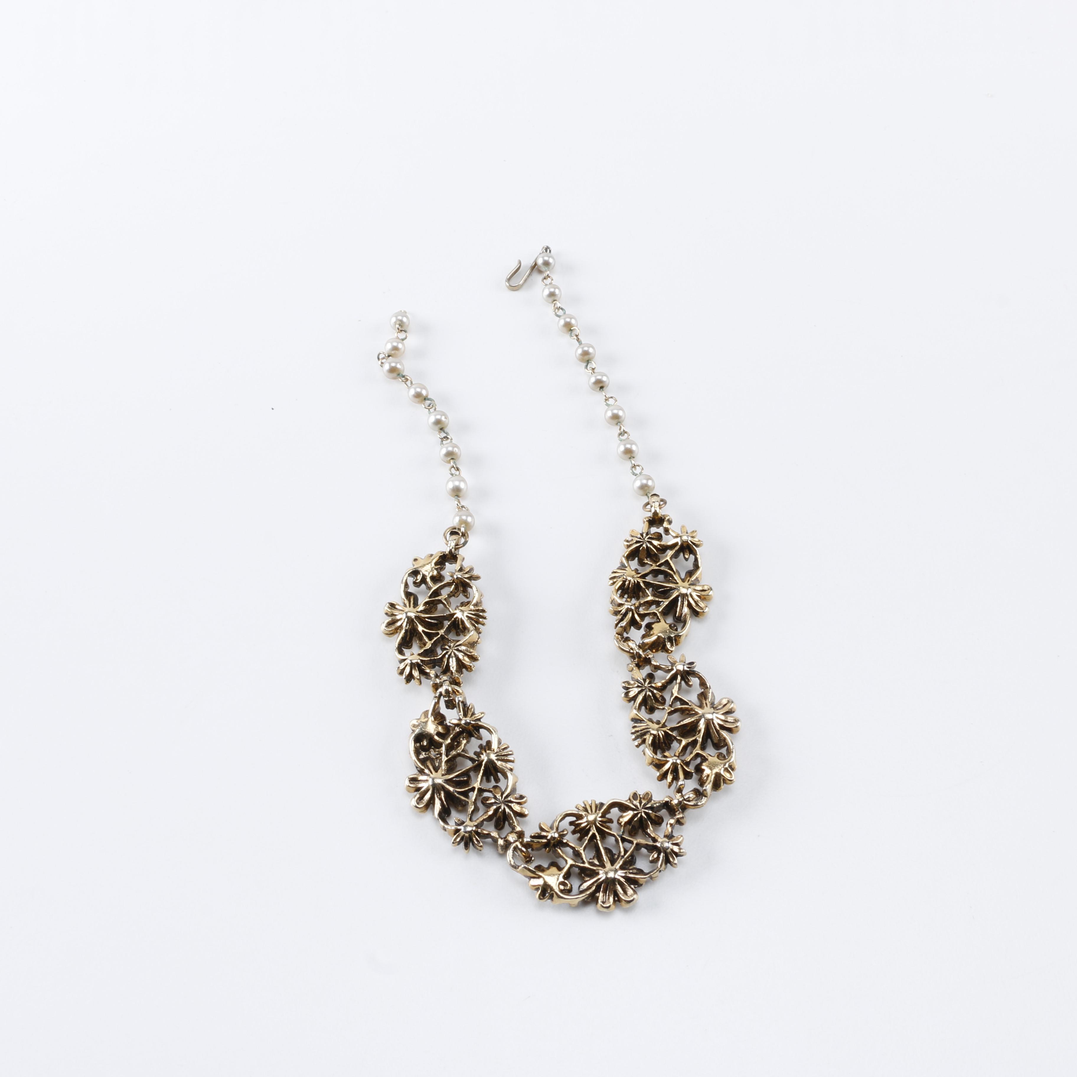 Costume Jewelry Including Faux Pearls and Rhinestones