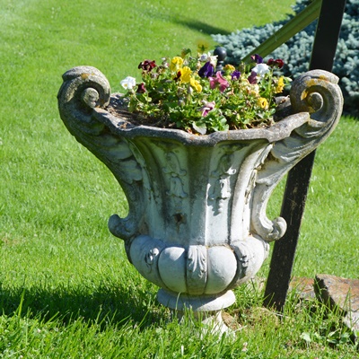Two Concrete Urn-Shaped Planters