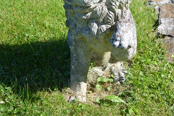 Two Concrete Lion Yard Statues