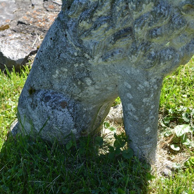 Two Concrete Lion Yard Statues