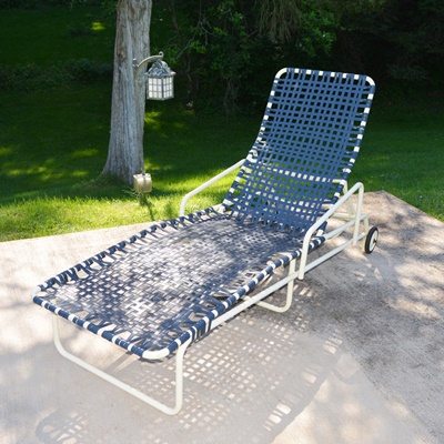 Cream Aluminum Patio Chaise Lounge