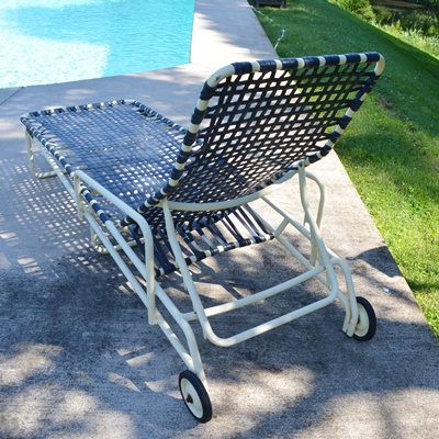 Cream Aluminum Patio Chaise Lounge