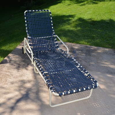 Cream Aluminum Patio Chaise Lounge