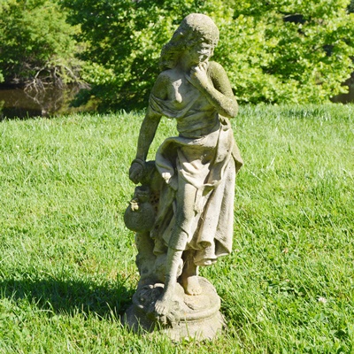 Concrete Yard Statue of Young Woman