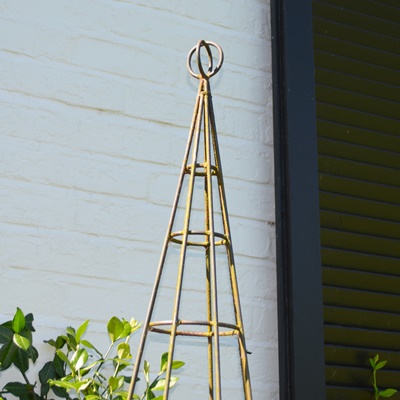 Two Tall Metal Garden Topiary Forms