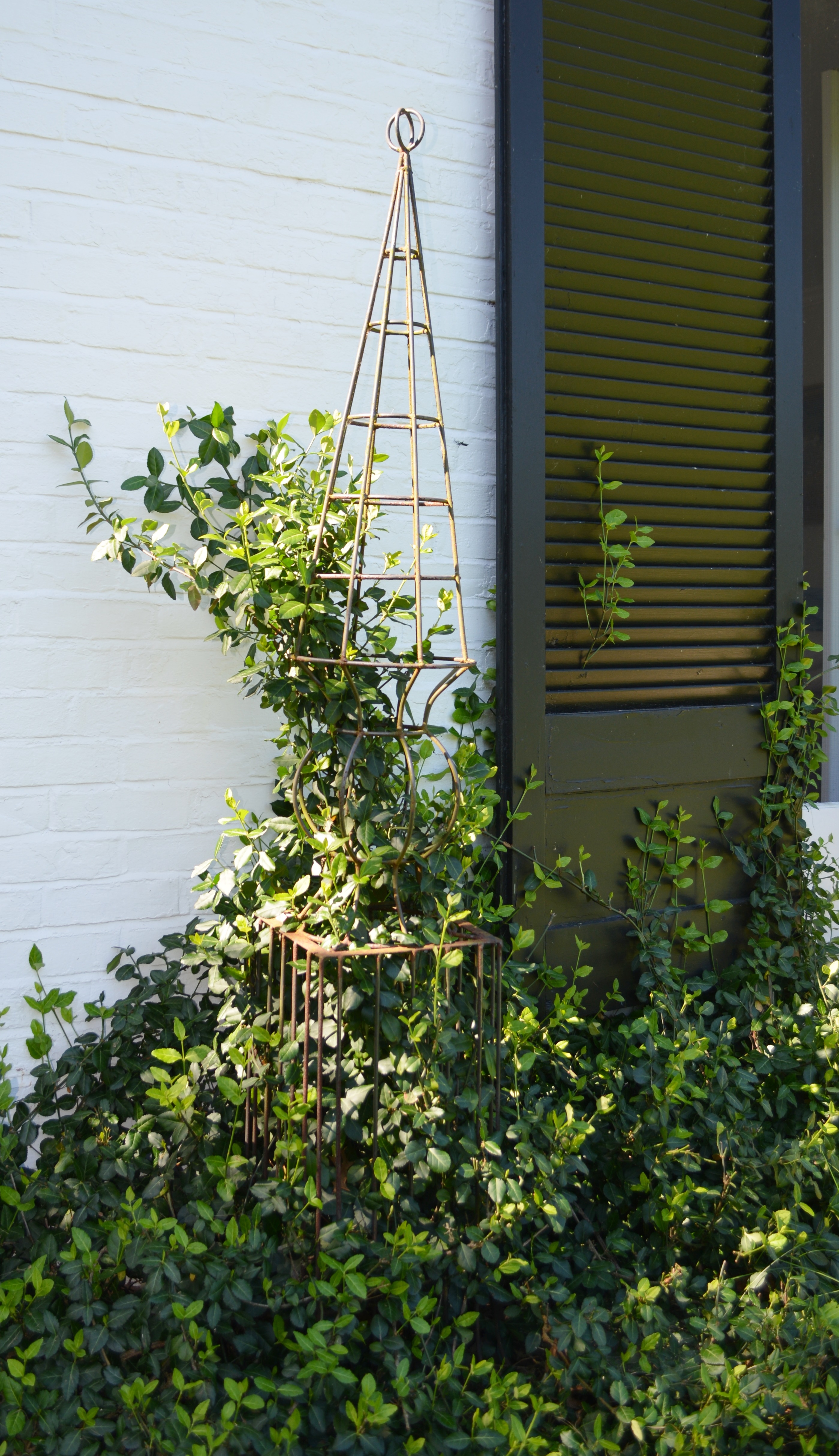 Two Tall Metal Garden Topiary Forms