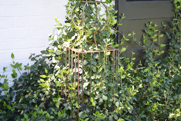 Two Tall Metal Garden Topiary Forms