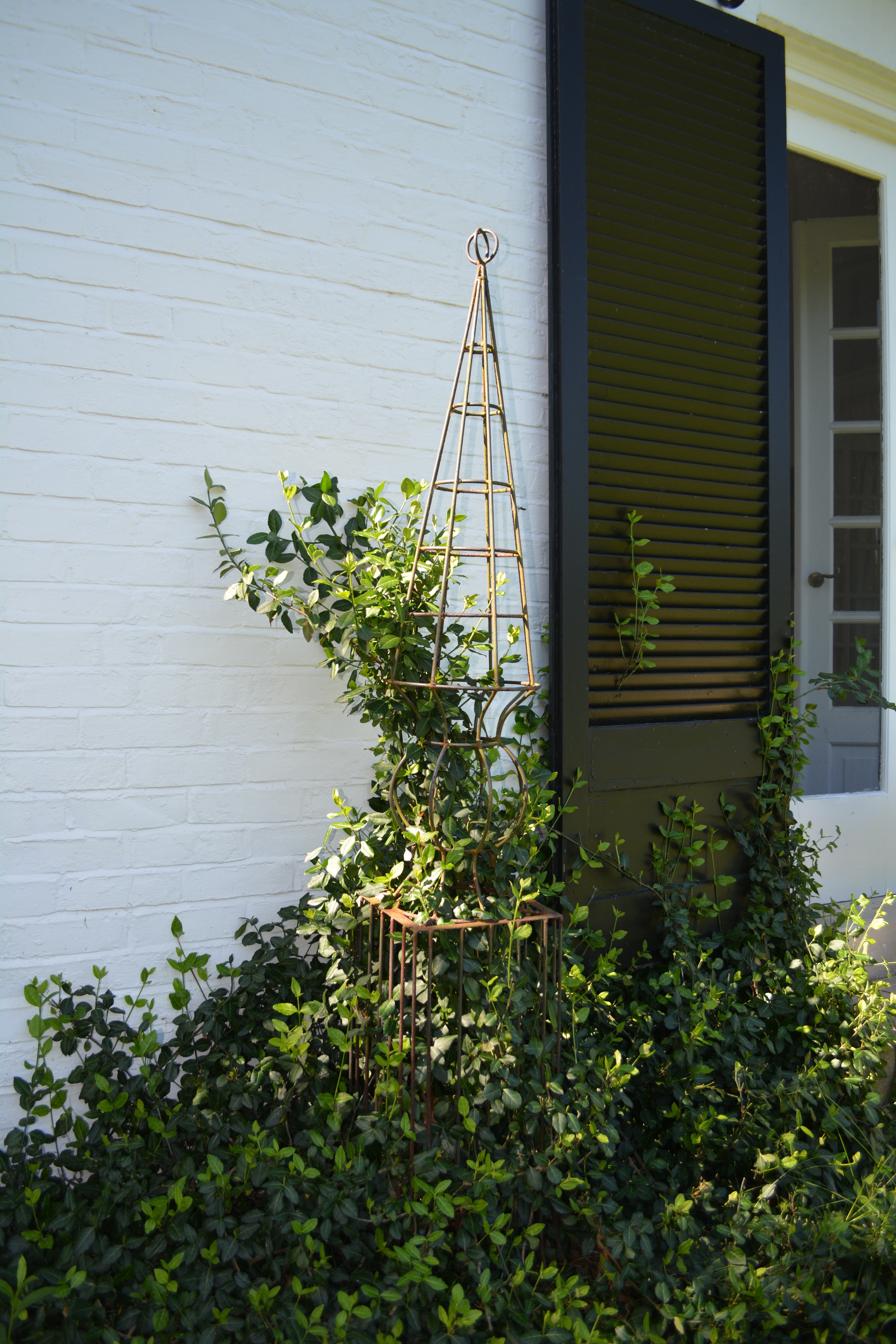 Two Tall Metal Garden Topiary Forms