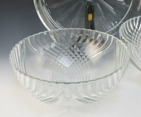 Two Glass Bowls and Glass Platter