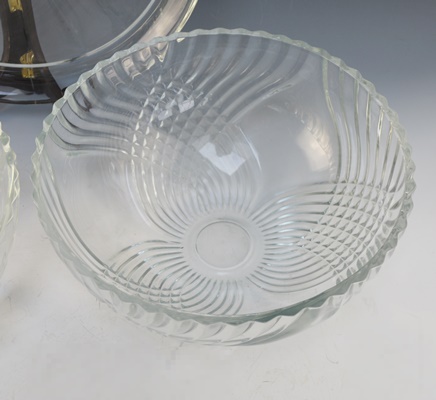 Two Glass Bowls and Glass Platter