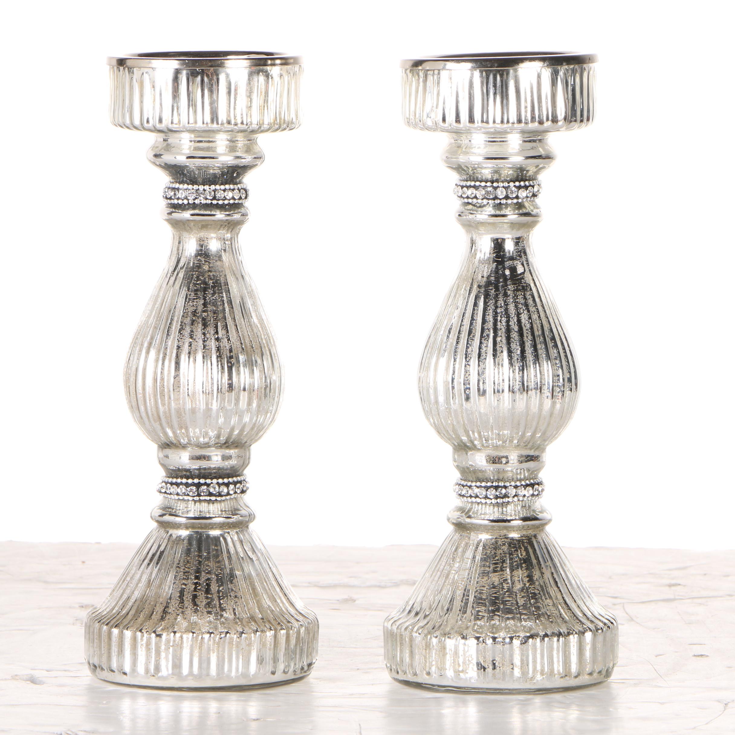 Ashland Mercury Glass Pillar Candle Holders
