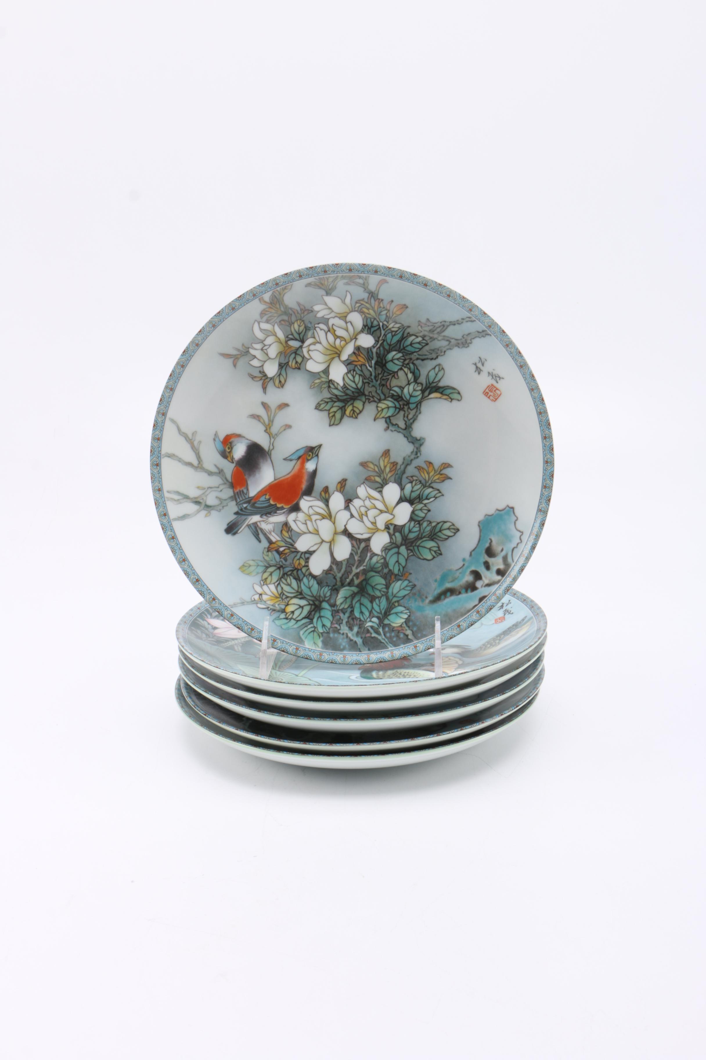 Imperial Jingdezhen "Blessings From a Chinese Garden" Complete Set of Porcelain Collector Plates