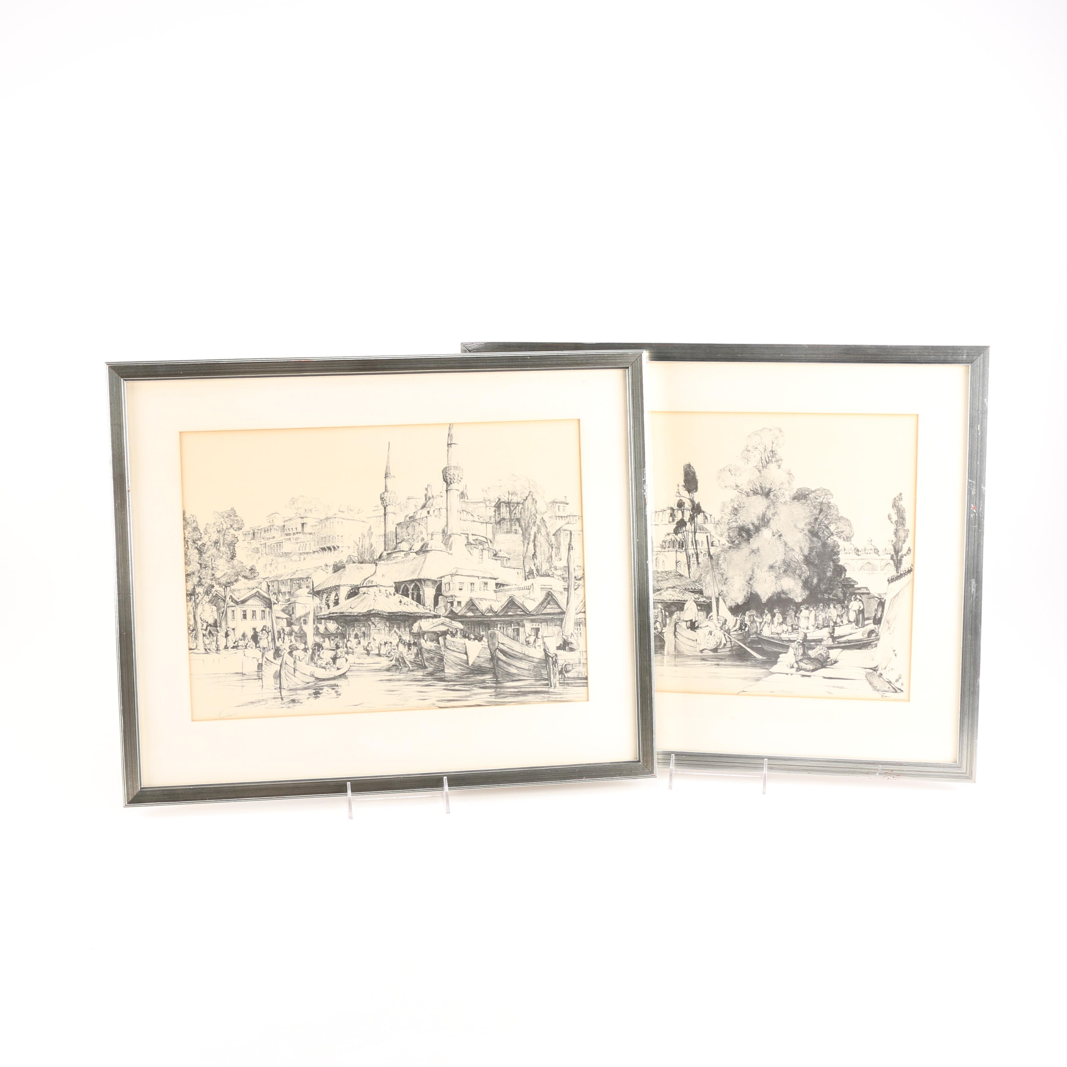 Offset Lithographs After John Frederick Lewis' "Sculari" and "Tophana"