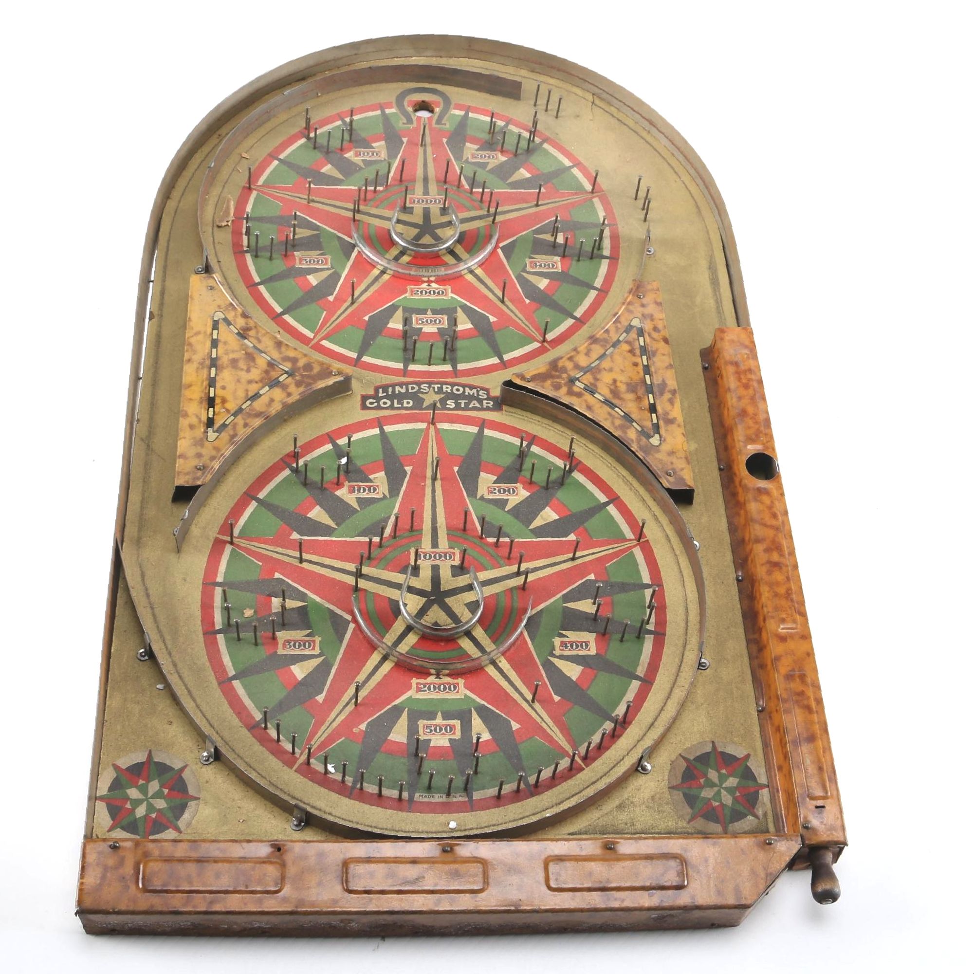 1934 Lindstrom "Gold Star" Bagatelle Tabletop Game