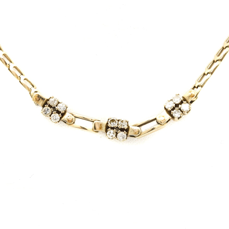 14K Yellow Gold Diamond Chain Necklace