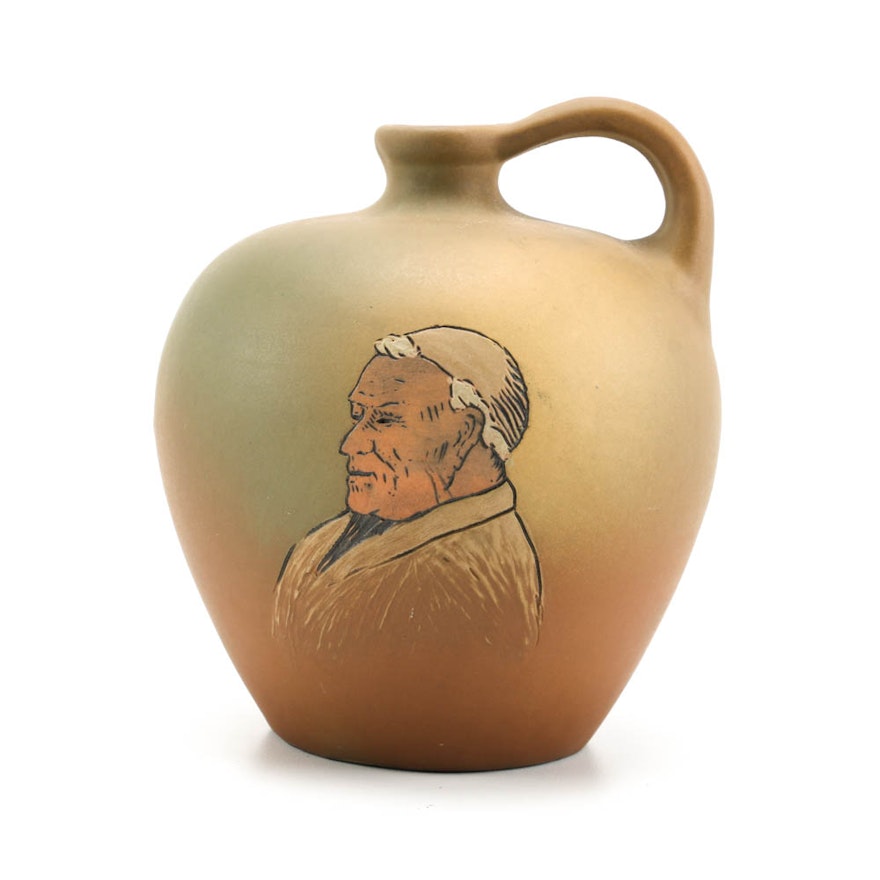 Weller Pottery Dickenware Jug Portrait of a Monk