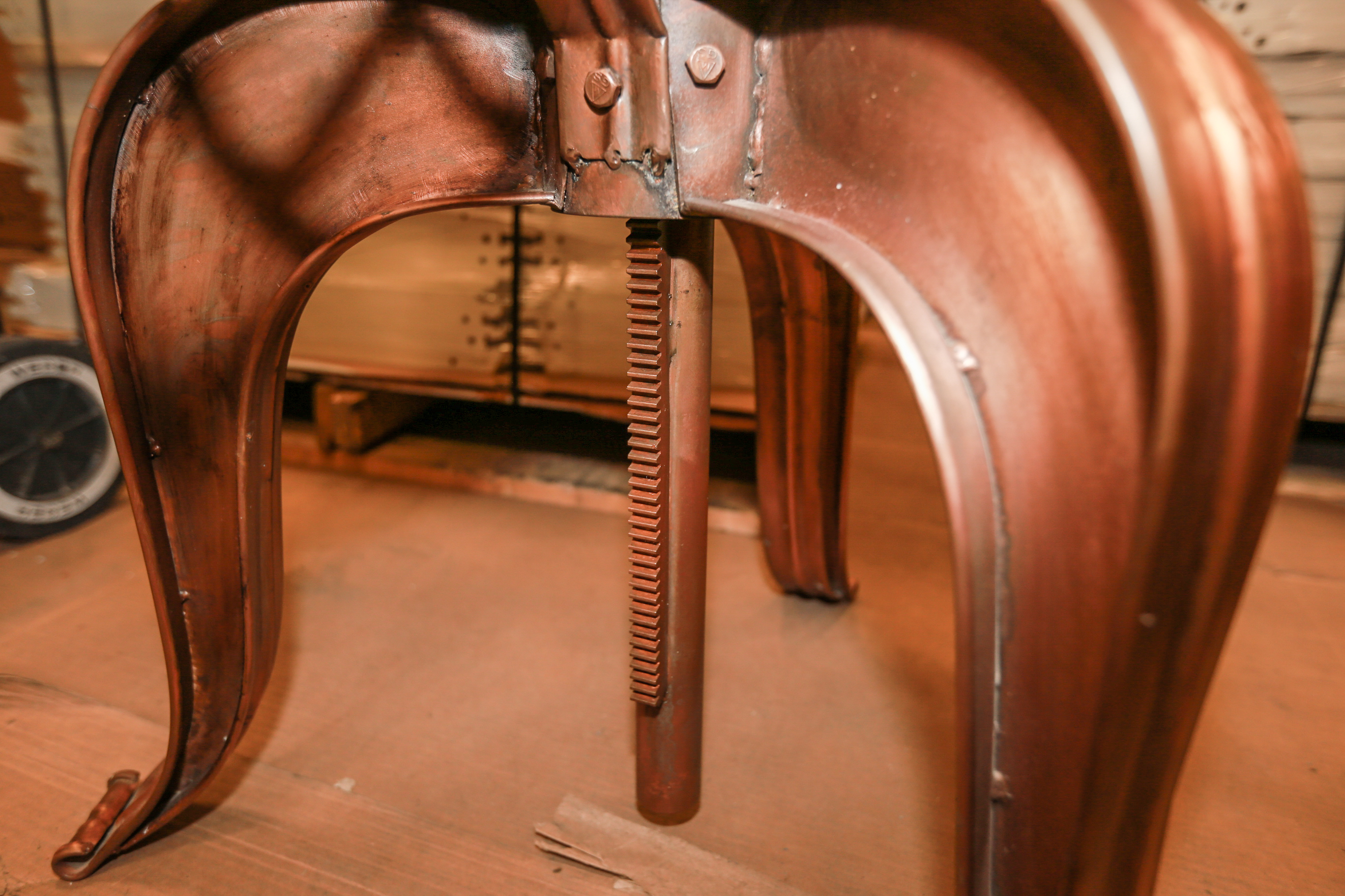 Contemporary Steampunk Inspired Metal Side Table