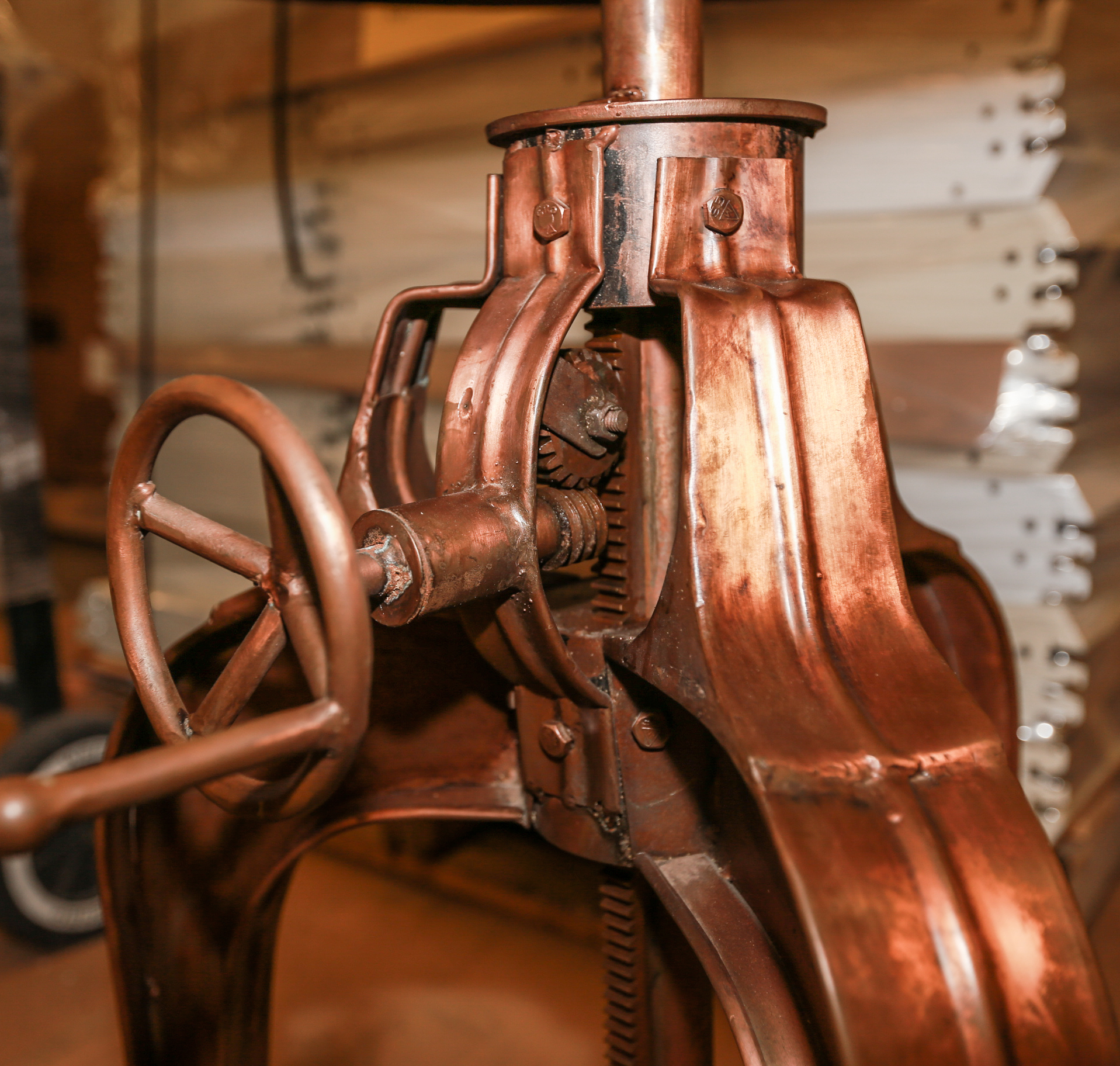 Contemporary Steampunk Inspired Metal Side Table