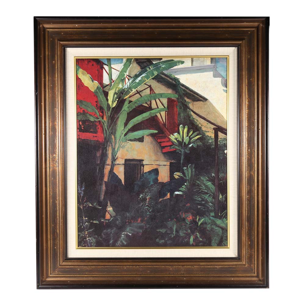 After Guillermo Collazo Offset Lithograph "Patio"