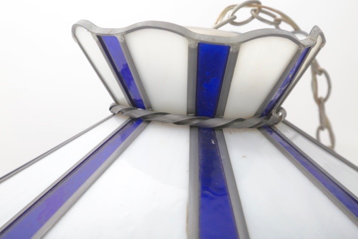 Blue and White Hanging Lamp with Blue Willow Accents