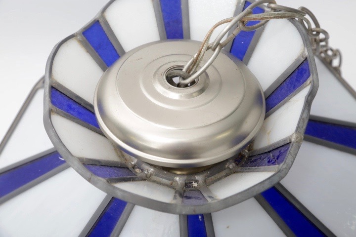 Blue and White Hanging Lamp with Blue Willow Accents