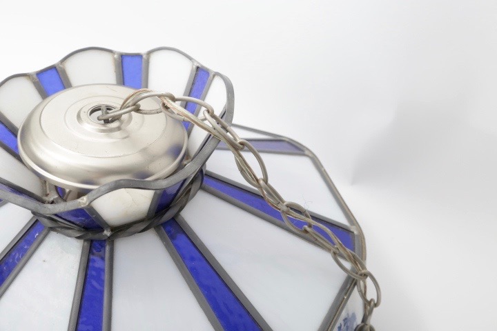 Blue and White Hanging Lamp with Blue Willow Accents